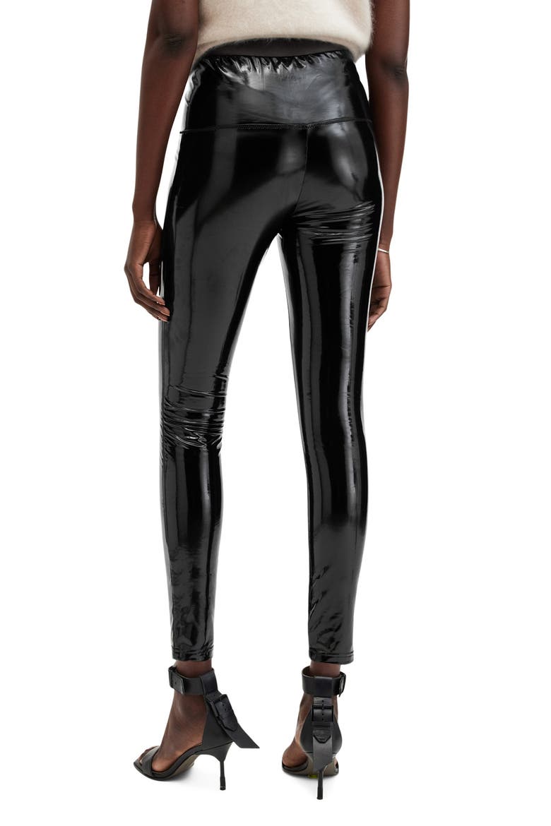 Cora Shine Patent Faux Leather Leggings, Alternate, color, BLACK