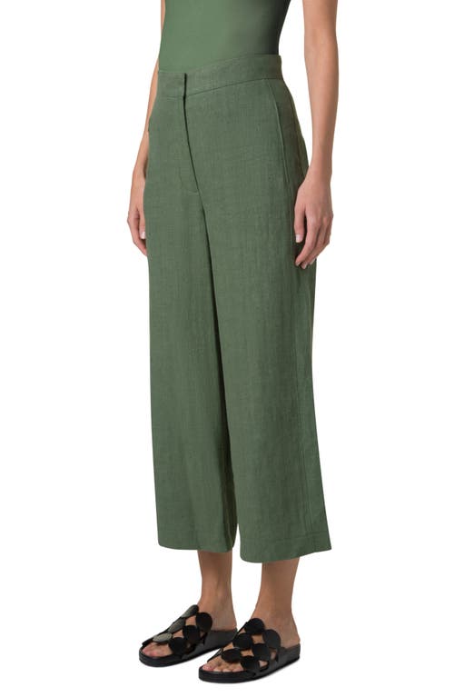 Akris Punto Filip Linen Crop Pants In Laurel