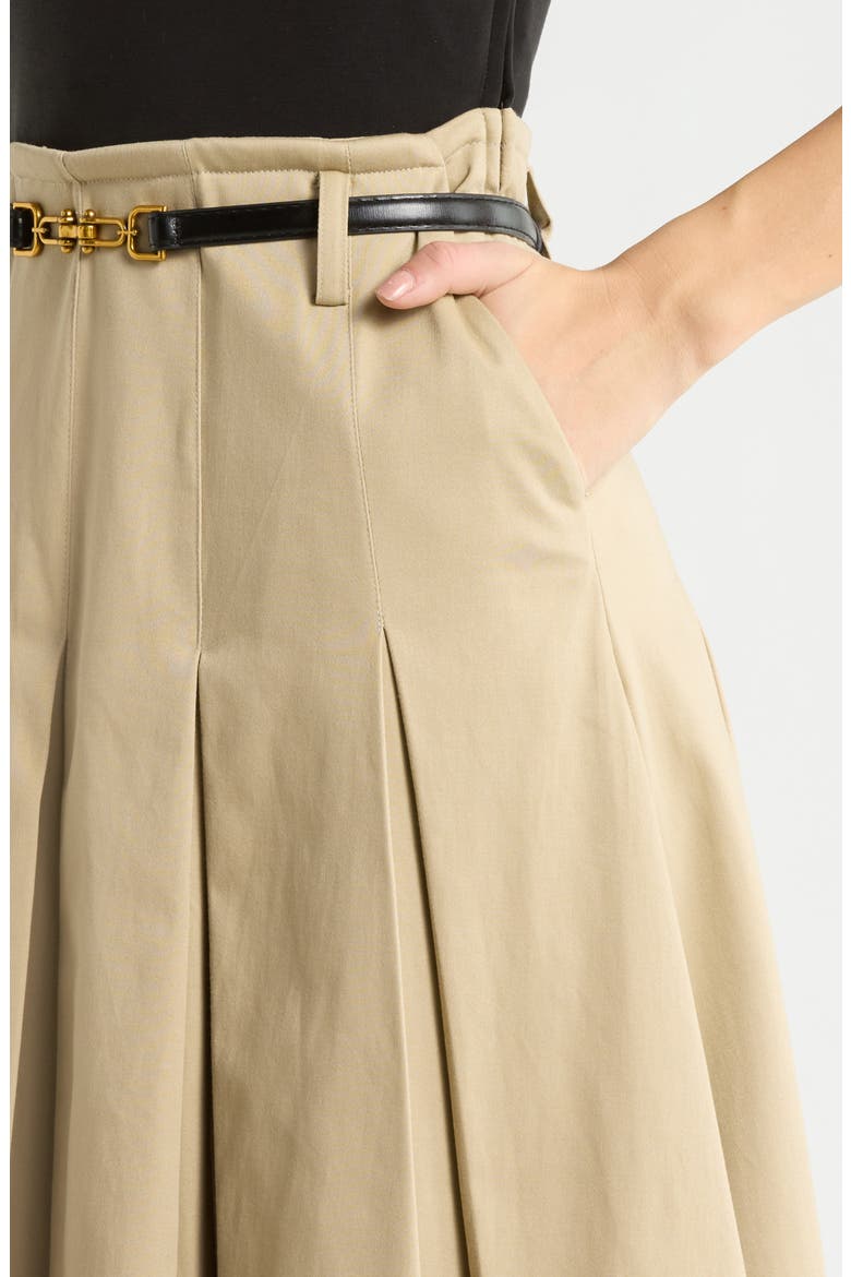 Mixed Media Pleated Dress, Alternate, color, BLACK AND KHAKI
