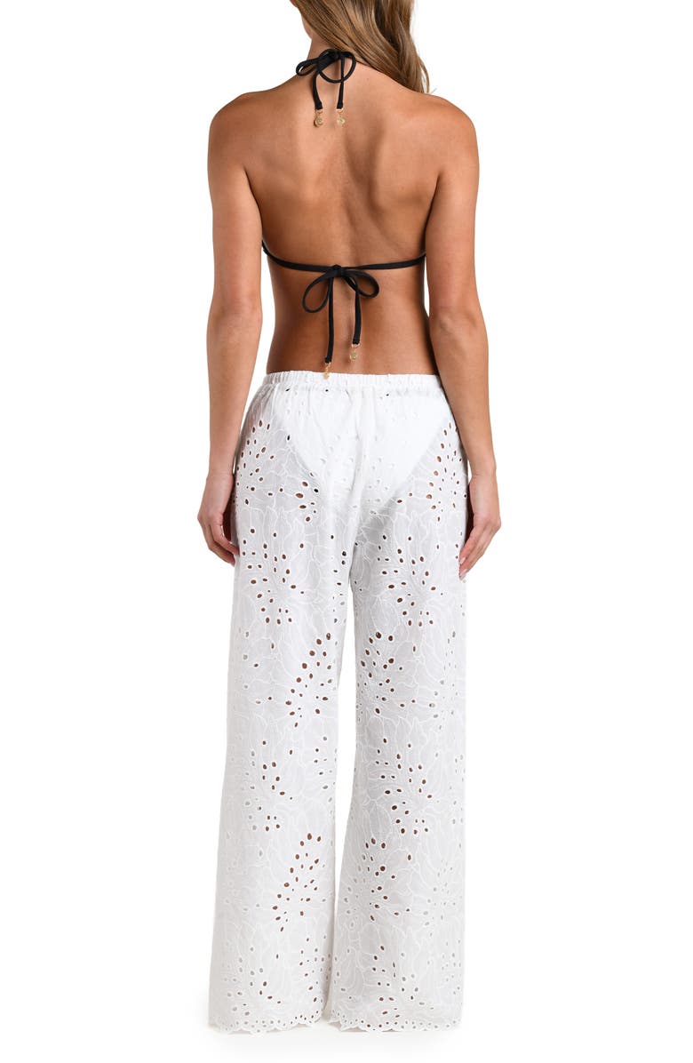 L'AGENCE Monstera Eyelet Cove Cover-Up Pants, Alternate, color, White