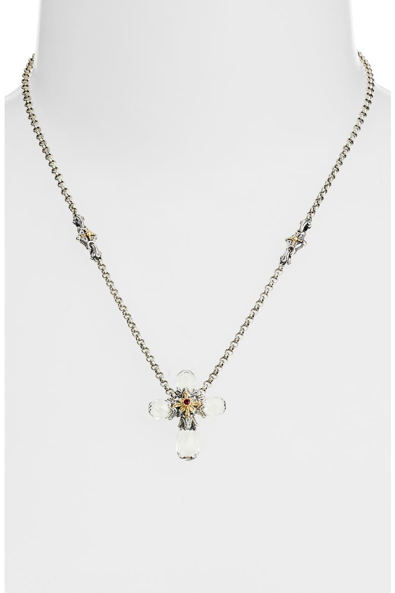 Pythia Faceted Crystal Cross Pendant Necklace, Alternate, color, SILVER/ CRYSTAL