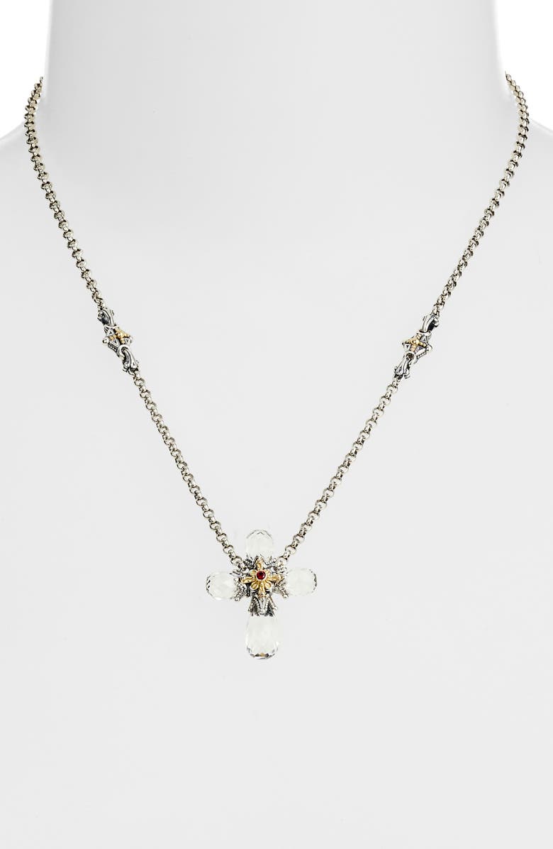 Konstantino Pythia Faceted Crystal Cross Pendant Necklace, Alternate, color,