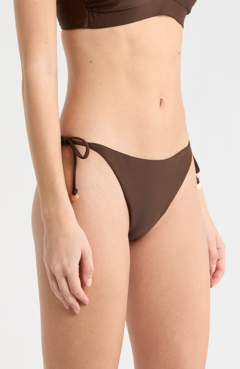 Ramy Brook Benni Side Tie Bikini Bottoms, Alternate, color, Beach Brown