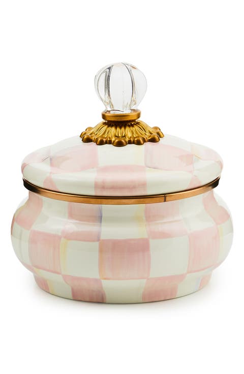 Rosy Check Enameled Steel Squashed Pot