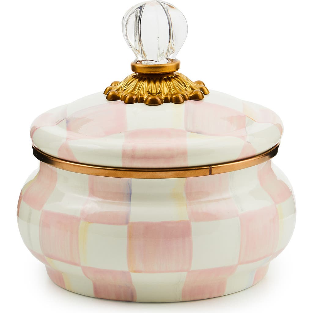 Mackenzie-childs Mackenzie Childs Rosy Check Enameled Steel Squashed Pot