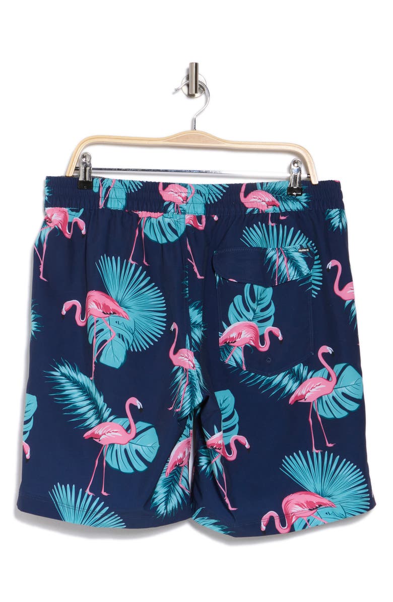 Hurley Flamingo Volley Swim Trunks, Alternate, color, Obsidian