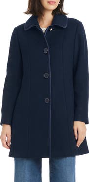 Kate Spade New York Satin Trim Wool Blend Coat