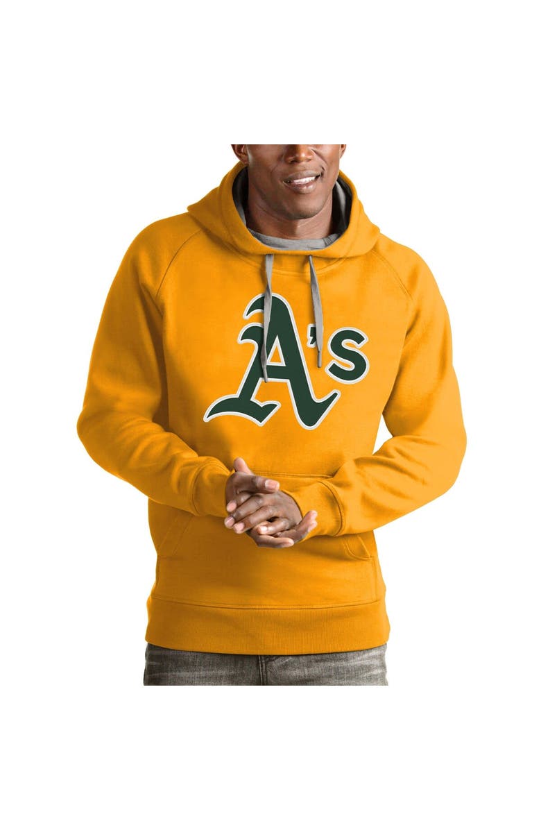 ANTIGUA Men's Antigua Gold Oakland Athletics Victory Pullover Team Logo Hoodie, Alternate, color, Gold