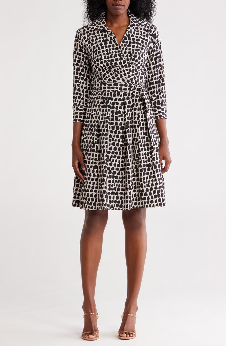 Calvin Klein Abstract Print Faux Wrap Dress, Main, color,