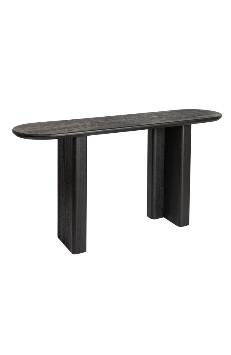 Storied Home Asymmetrical Firwood and Sycamore Wood Console Table, Black, Main, color, Black