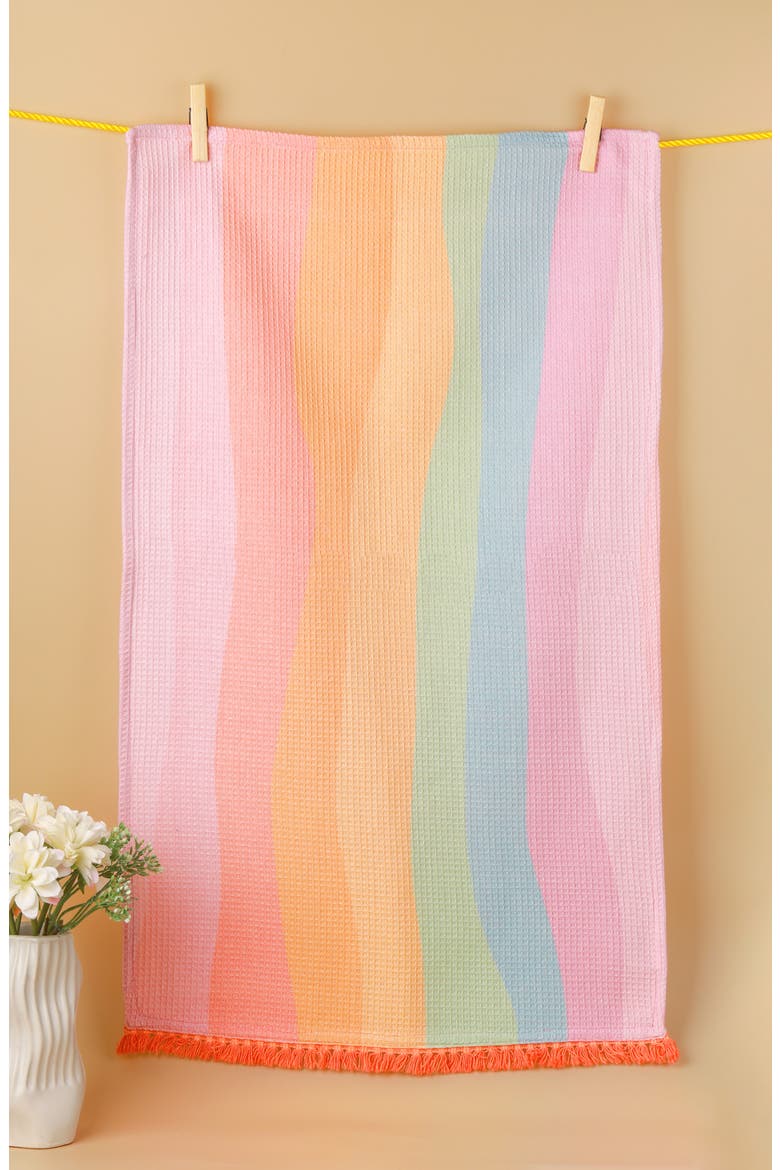 Count Your Rainbows Set of 3 Kitchen Towels, Alternate, color, PASTEL RAINBOW/ PINK