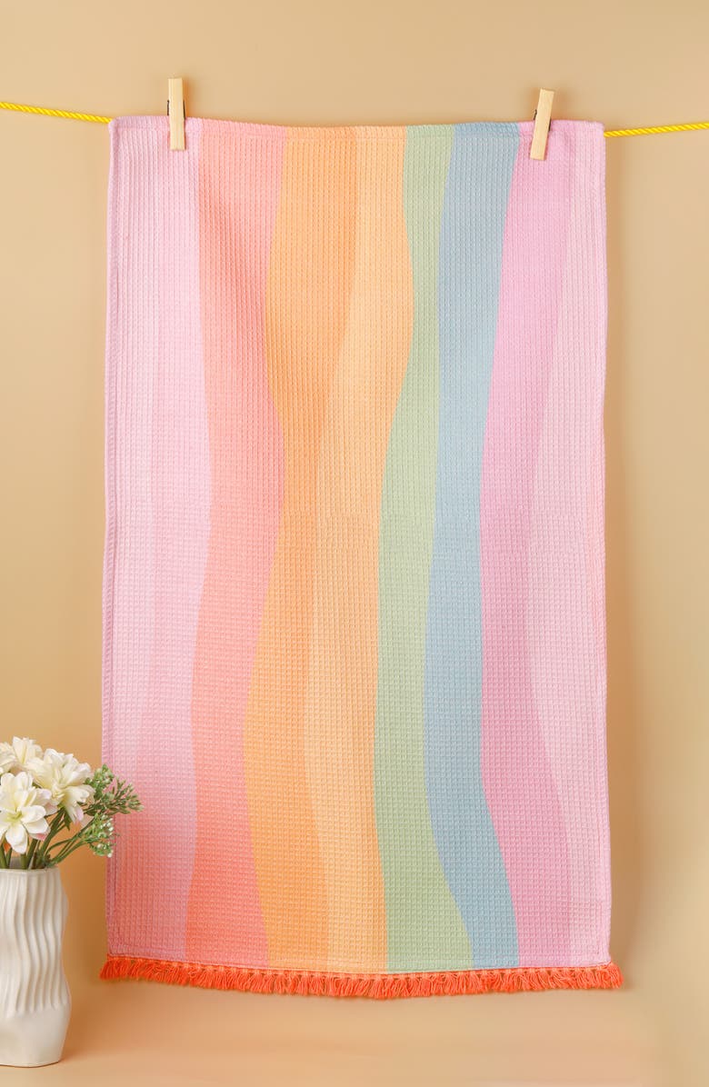 Tiramisu Count Your Rainbows Set of 3 Kitchen Towels, Alternate, color, Pastel Rainbow/ Pink