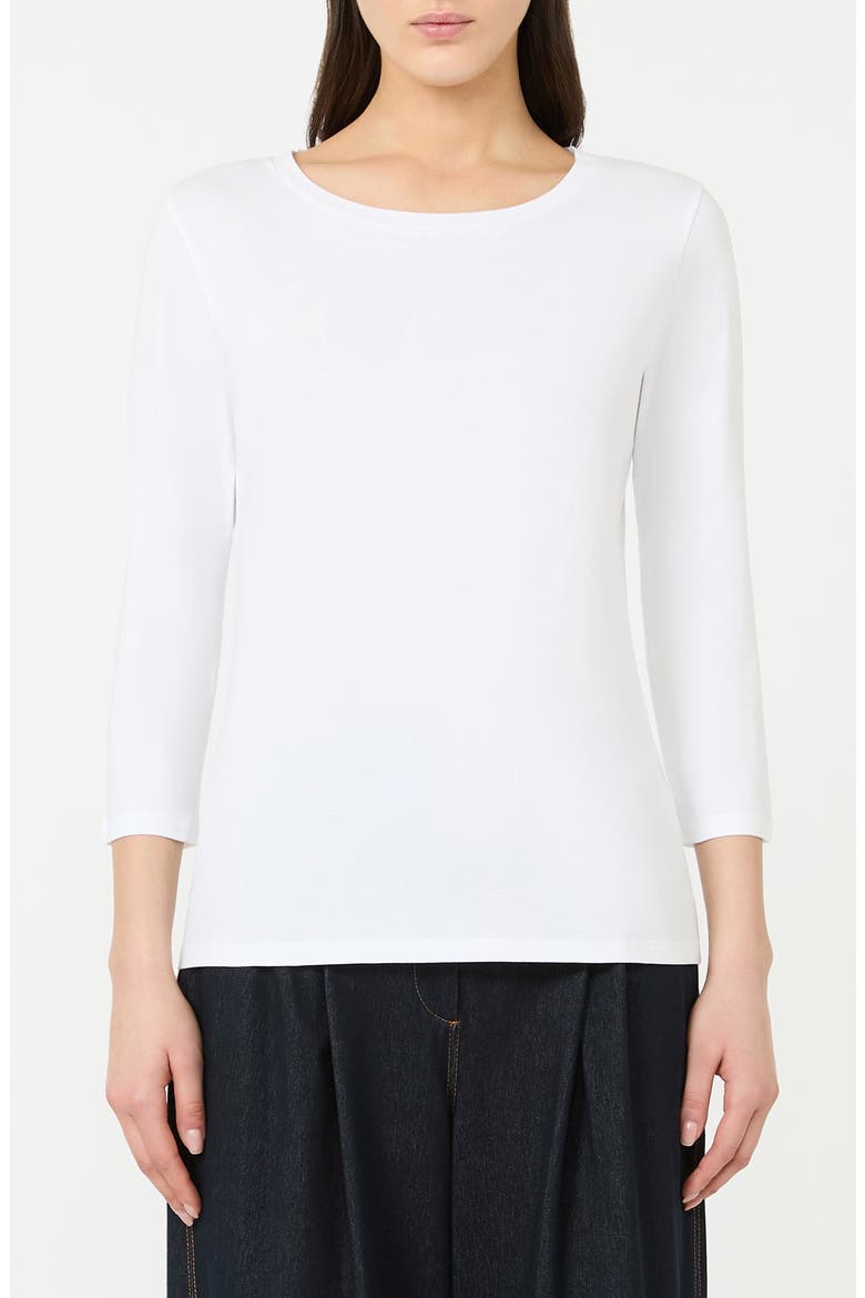 Obliqua Stretch Cotton Top, Main, color, WHITE