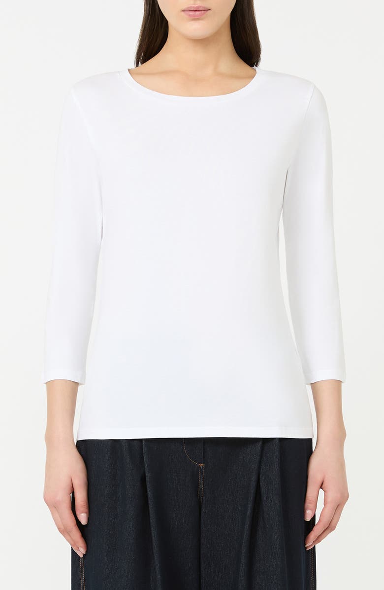MM by Max Mara Obliqua Stretch Cotton Top, Main, color, White