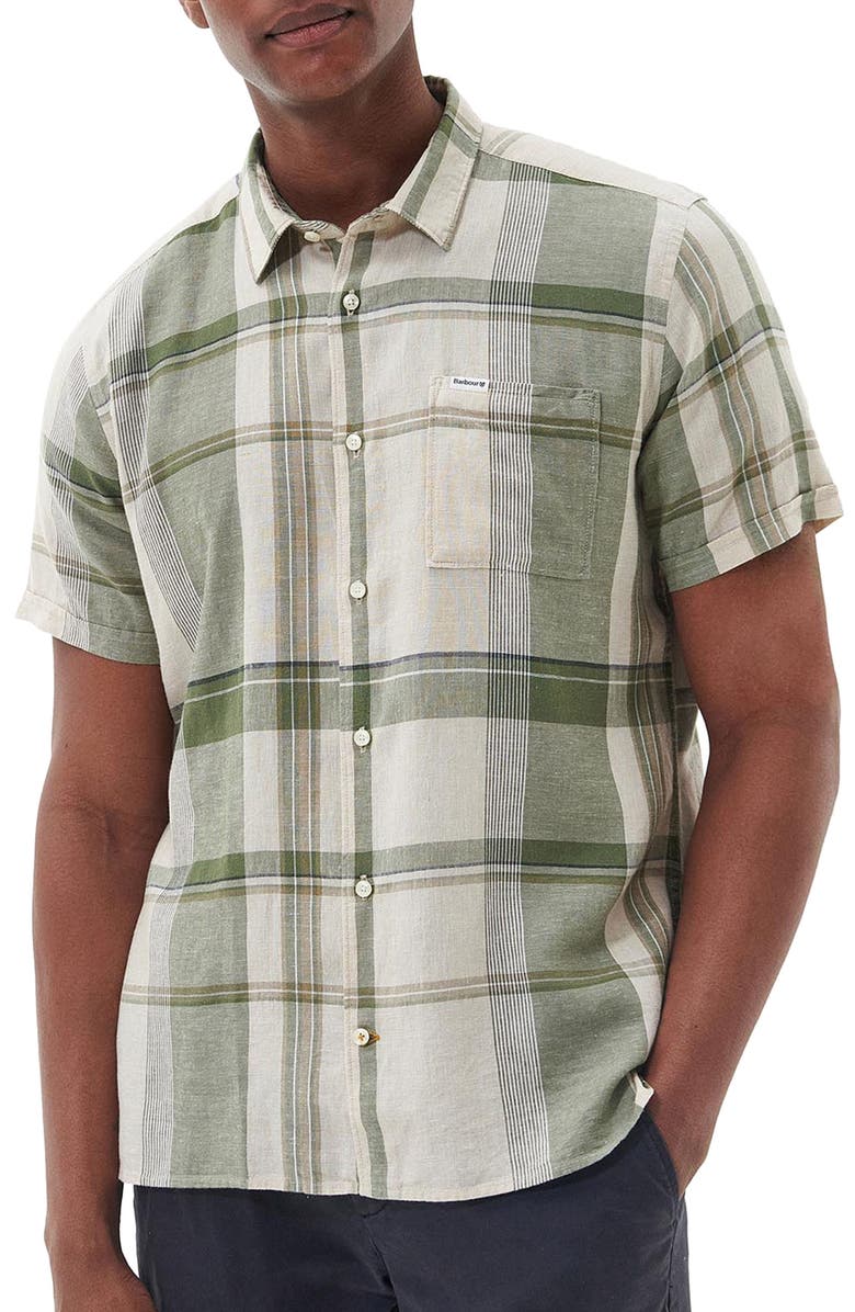 Barbour Bellerby Plaid Short Sleeve Button-Up Shirt, Main, color,