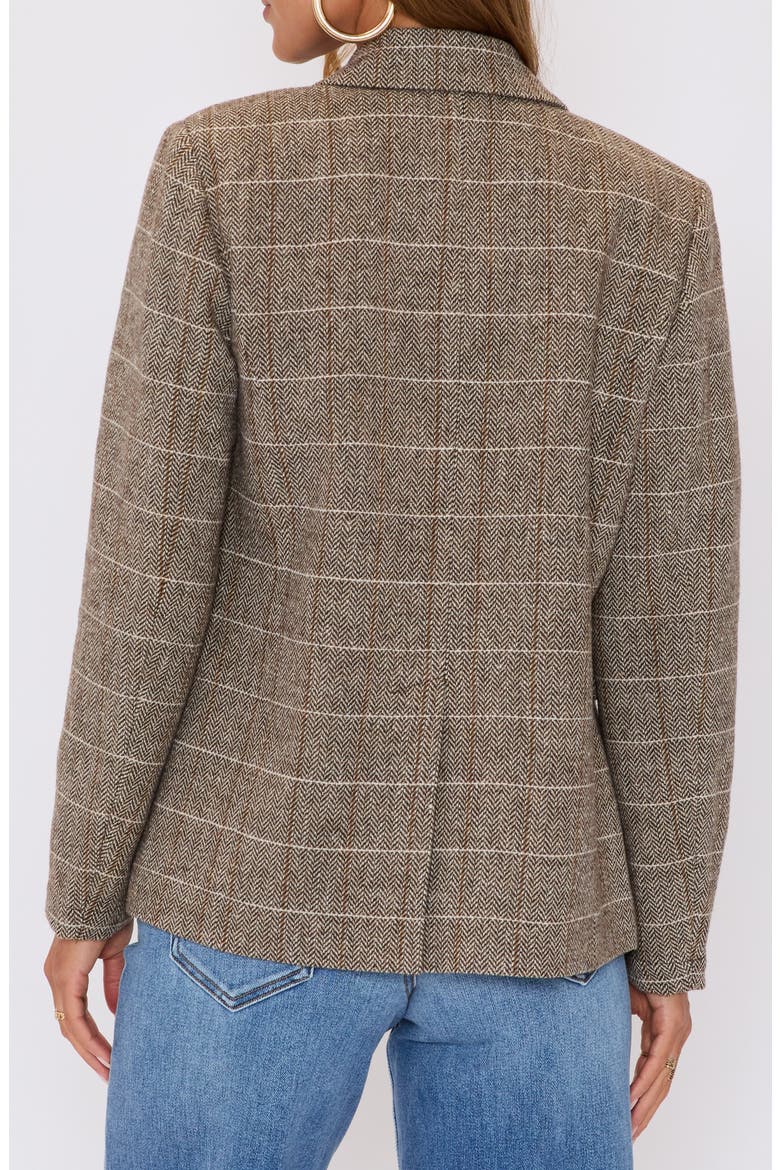 Elodie Plaid One-Button Blazer, Alternate, color, DARK BROWN HERRINGBONE