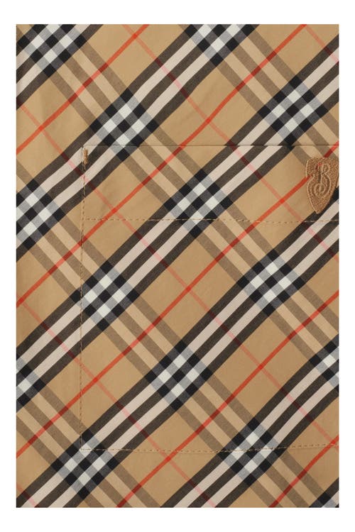 Burberry Cropped Check Cotton Shirt In Brown
