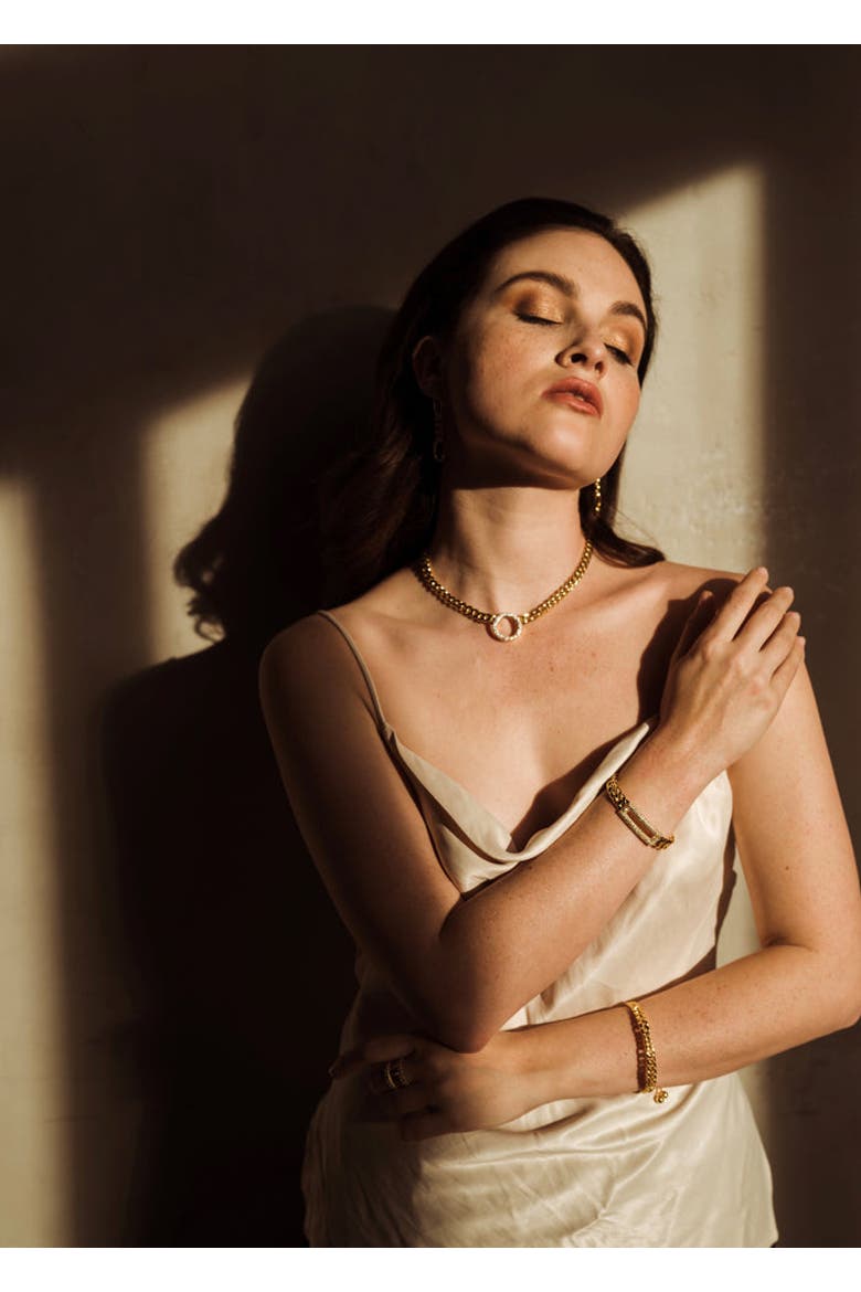 Eterna Pave Link Choker, Alternate, color, Yellow Gold