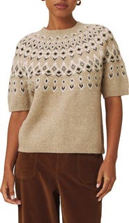 Splendid Fair Isle Short Sleeve Sweater