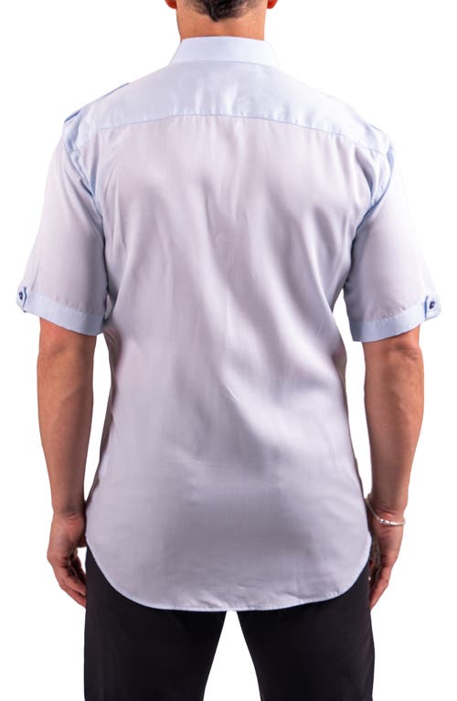 Maceoo Munich Resistance0175 Blue Short Sleeve Button-up Shirt