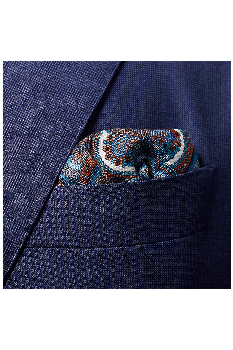 Paisley Silk Pocket Square, Alternate, color, ORANGE