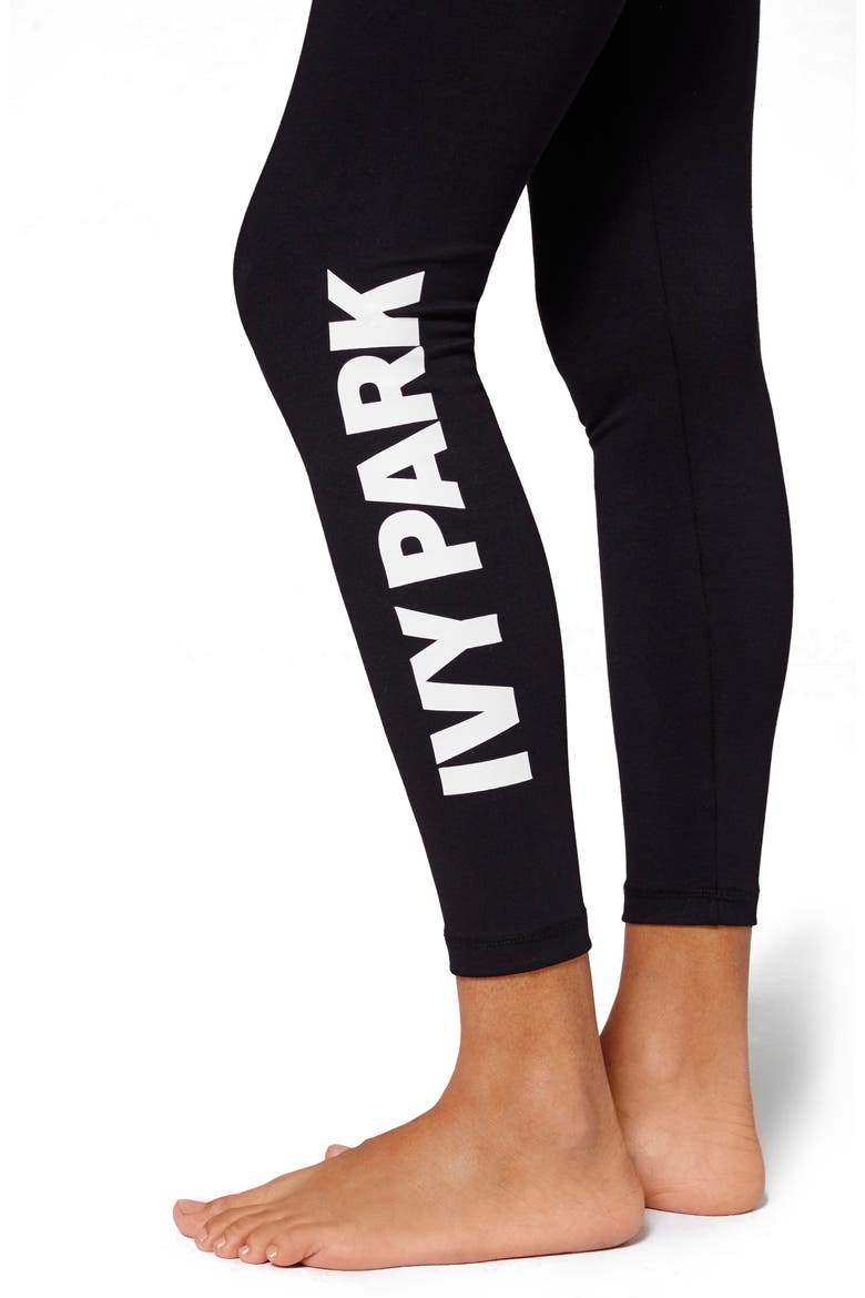 Logo Mid Rise Ankle Leggings, Alternate, color, BLACK