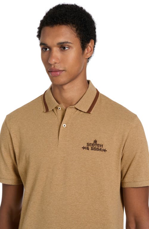 Scotch & Soda Pique Polo Shirt In Brown