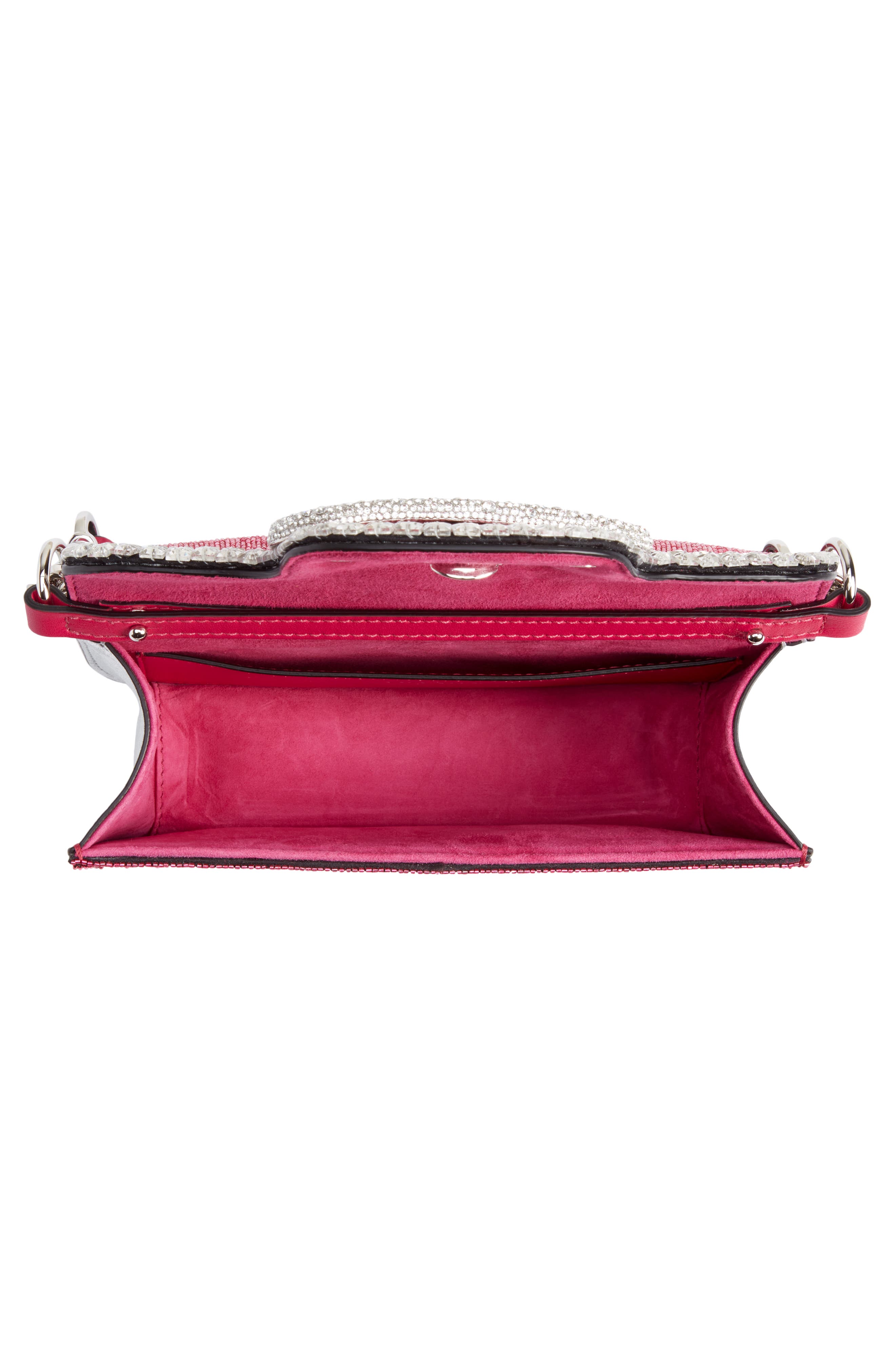 Valentino Garavani Locò Crystal Embellished Beaded Shoulder Bag, Alternate, color, Crystal Magenta/ Silver/ Pink