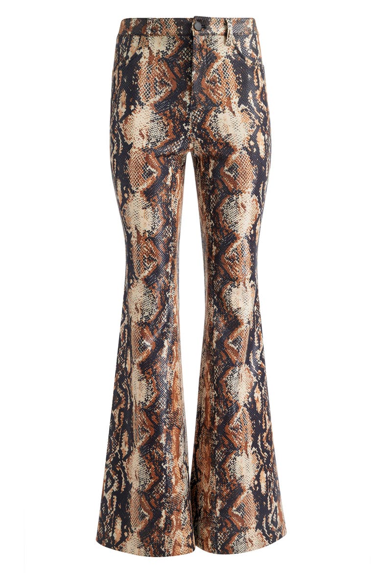 Cristena Snake Print Faux Leather Flare Pants, Alternate, color, CAMEL/ BLACK SNAKE