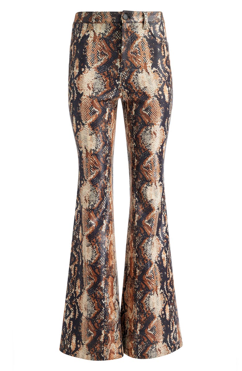 Alice + Olivia Cristena Snake Print Faux Leather Flare Pants, Alternate, color, 