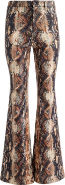 Alice + Olivia Cristena Snake Print Faux Leather Flare Pants
