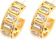 Panacea Baguette Crystal Hoop Earrings