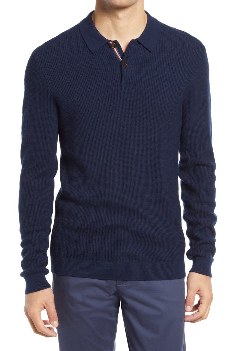 Batha Long Sleeve Polo, Main, color, NAVY