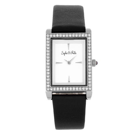 Wilmington Leather-Band Watch w/Swarovski Crystals