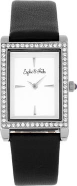 Sophie and Freda Wilmington Leather-Band Watch w/Swarovski Crystals