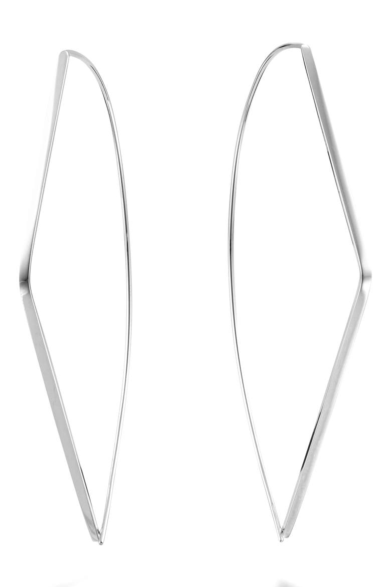Jewelry Angled Upside Down Hoop Earrings, Main, color, WHITE GOLD