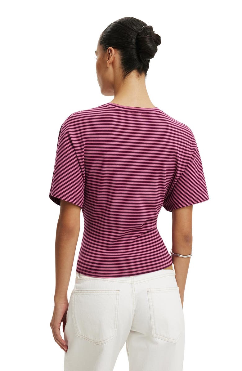 Cotton On Women's Blair Batwing Short Sleeve Tee, Alternate, color, Madi Stripe Blackberry Belle