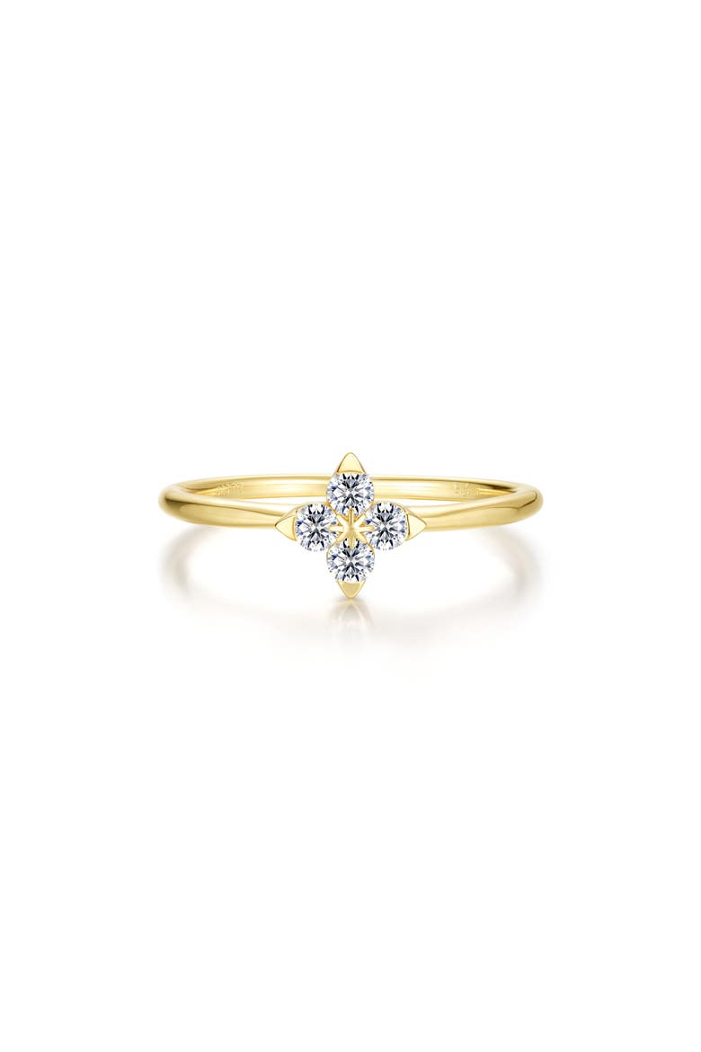 Simulated Diamond Flower Ring, Main, color, WHITE GOLD