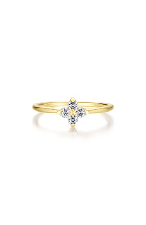Simulated Diamond Flower Ring