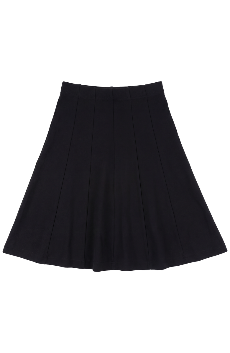 5 Stars Fine Rib Paneled Elastic Waist Short Length Skirt, Main, color, Black