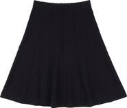 5 Stars Fine Rib Paneled Elastic Waist Short Length Skirt