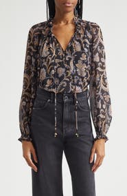 Veronica Beard Hickory Paisley Silk Blouse