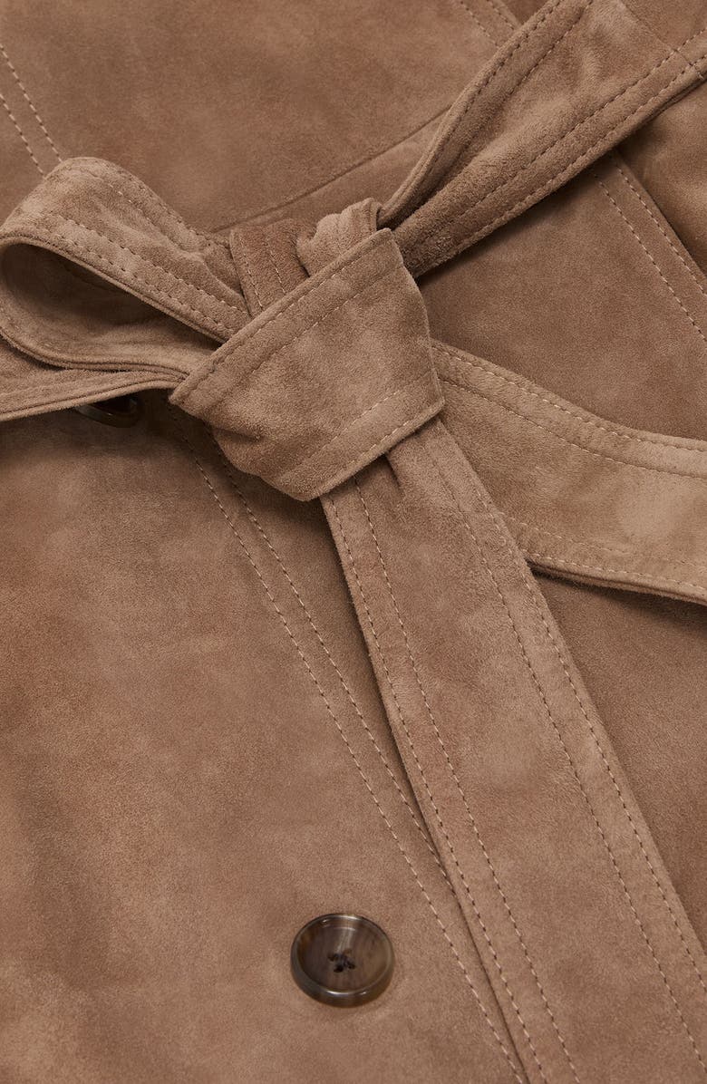 Reiss Ester Suede Trench Coat, Alternate, color, Neutral