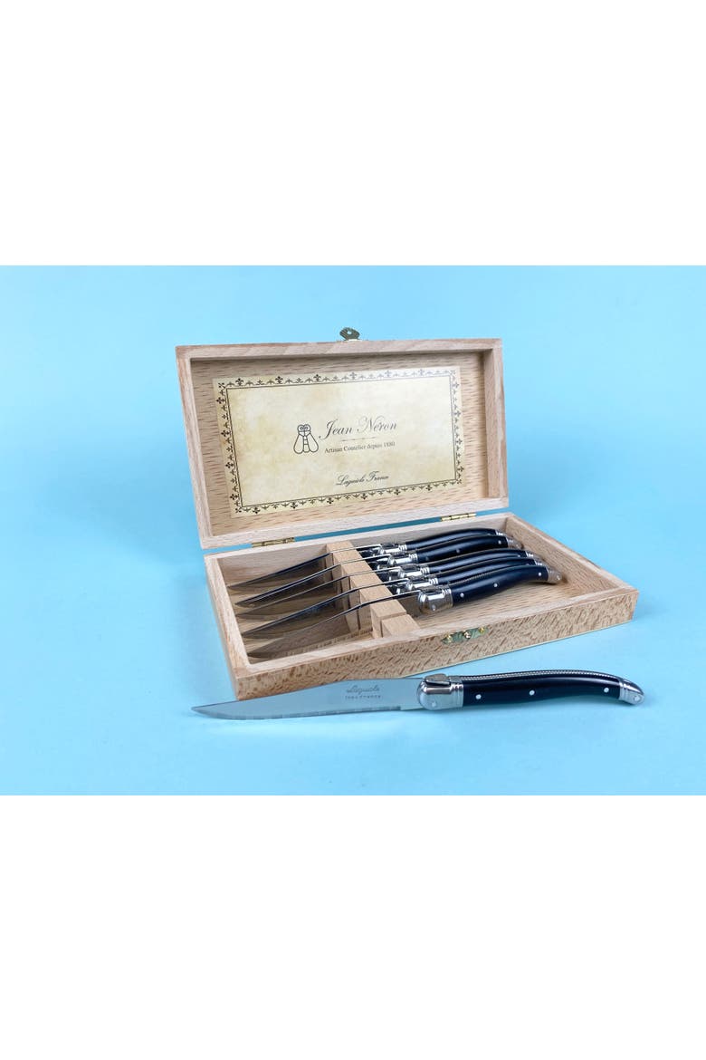 6 Piece Steak Knife Set in Wood Presentation Box, Alternate, color, Natural