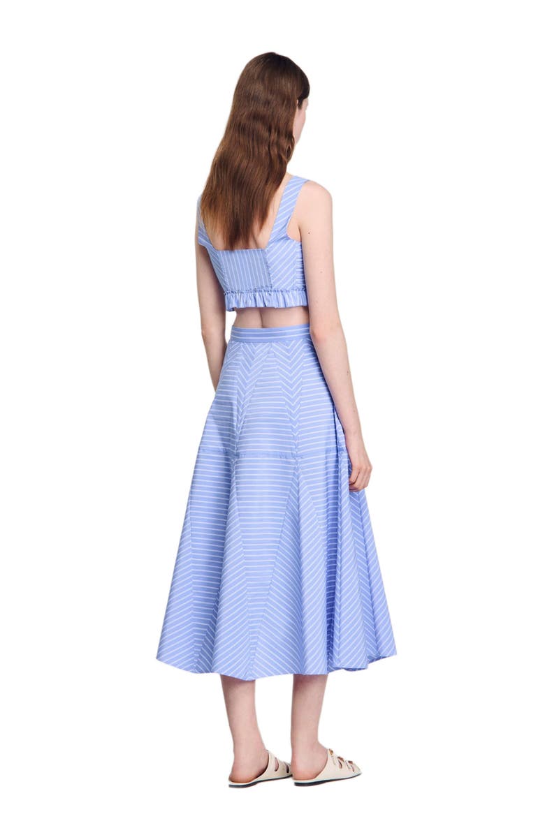 SANDRO Long striped skirt, Alternate, color, Blu / White