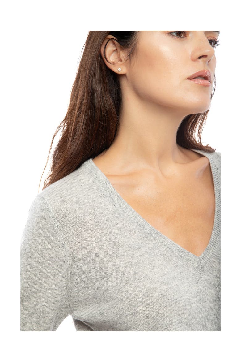 Pure Cashmere Essential V-Neck Sweater, Alternate, color, Camel