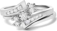 Haus of Brilliance 14K White Gold 3/8 Cttw Diamond Swirl Engagement Bridal Ring Set