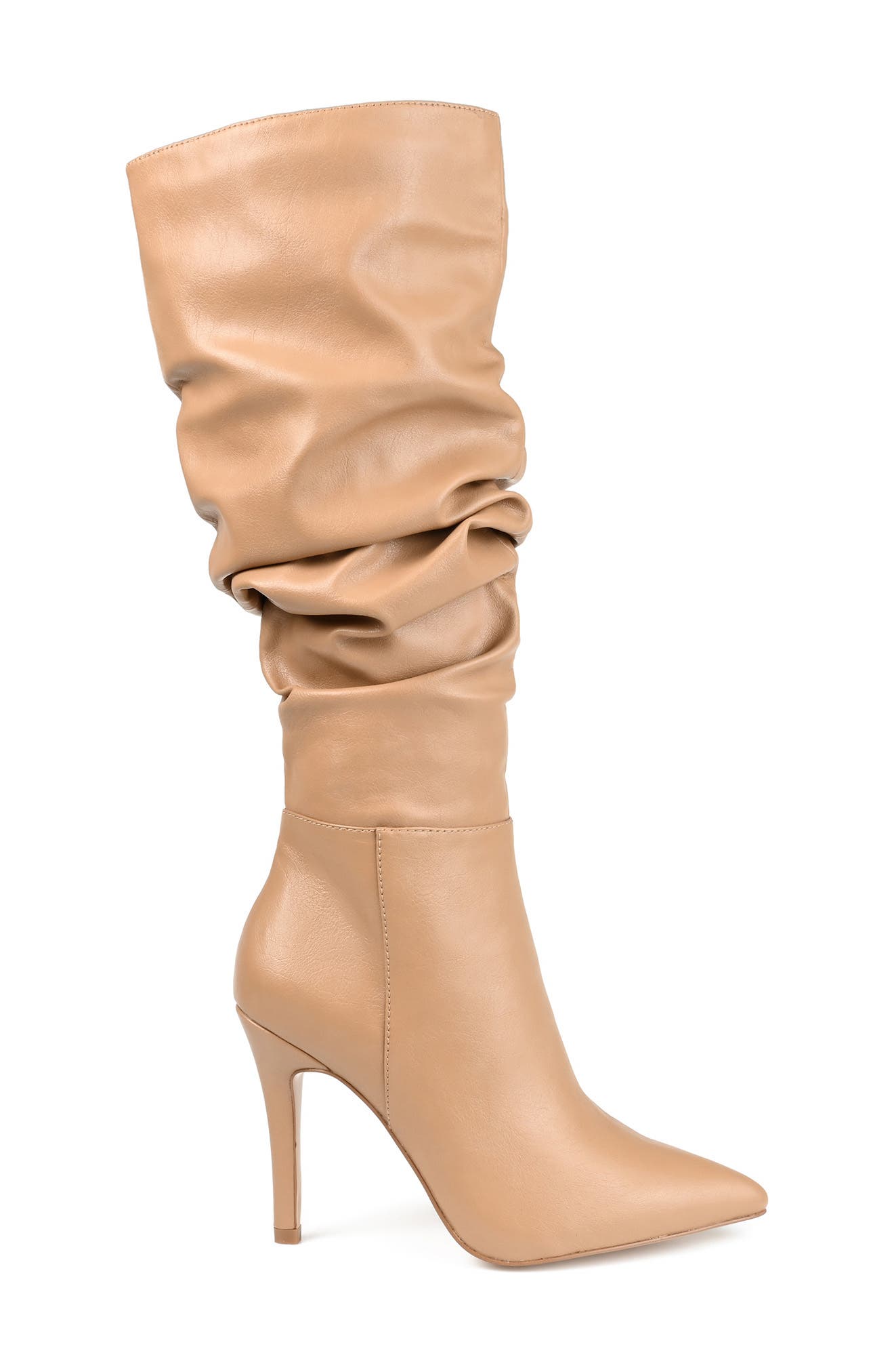 Sarie Ruched Shaft Pointed Toe Stiletto Boot - Extra Wide Calf, Alternate, color, TAN