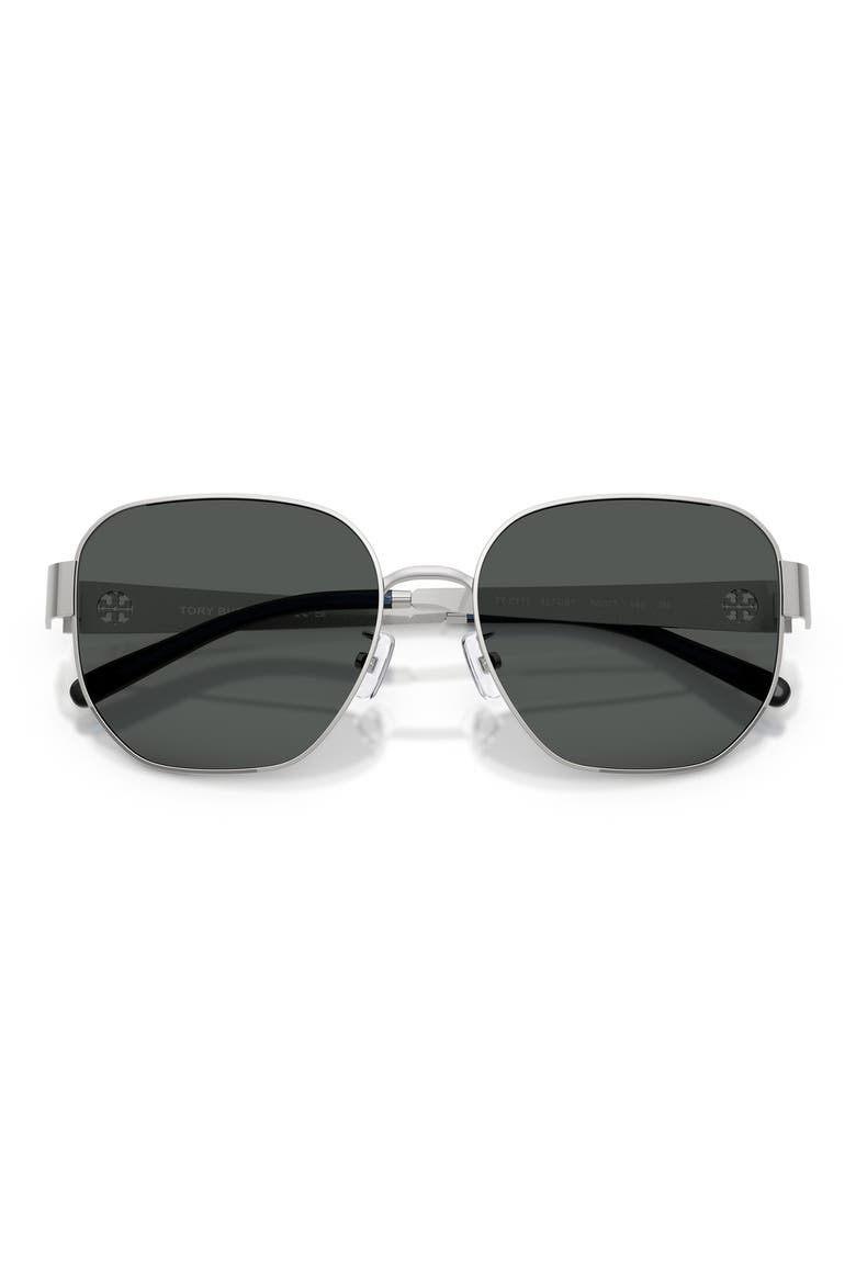 56mm Irregular Sunglasses, Alternate, color, SILVER / DARK GREY