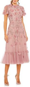Mac Duggal Women's Embellished High Neck Cap Sleeve A Line Dress